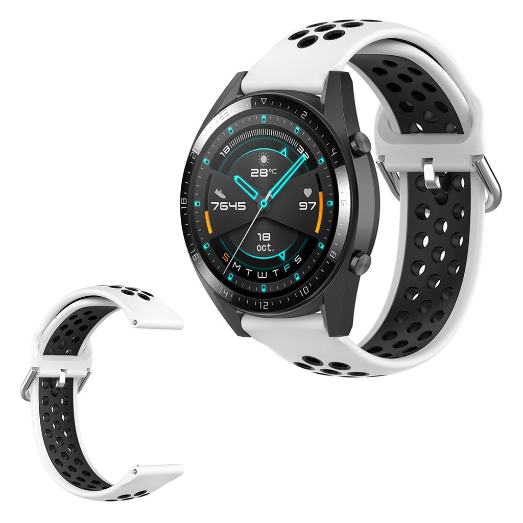 Dual-color silicone watchband for Samsung Watch / Huawei Watch - White / Black#serie_2