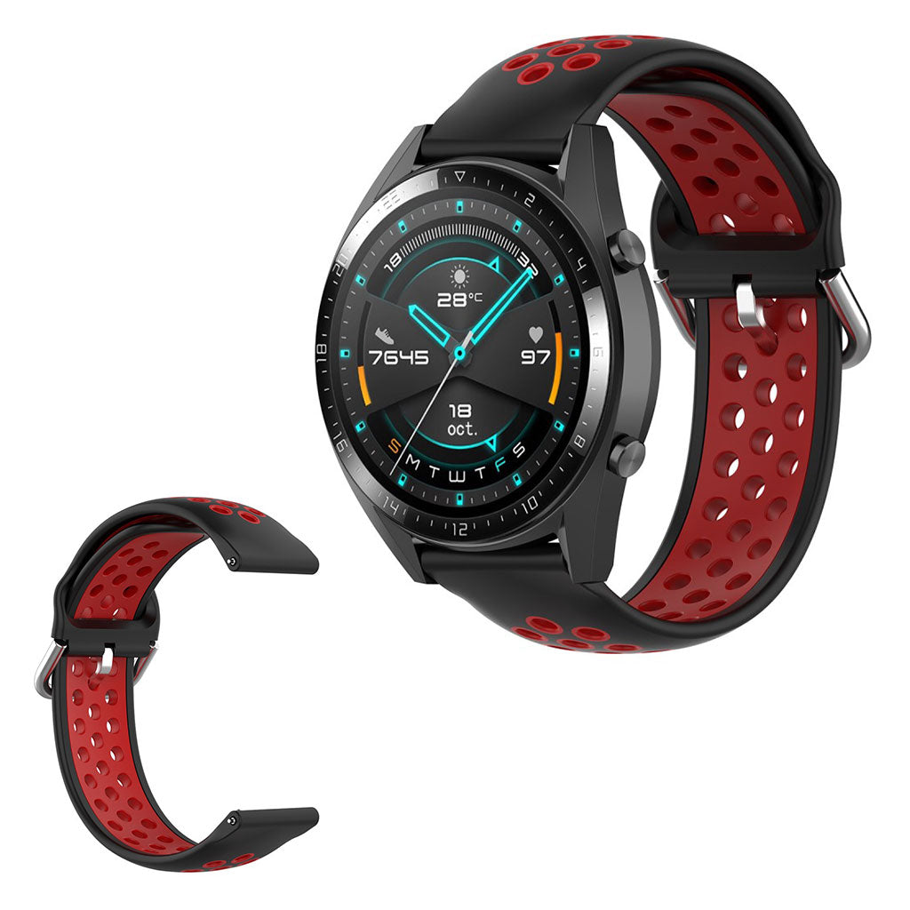 Dual-color silicone watchband for Samsung Watch / Huawei Watch - Black / Red#serie_9