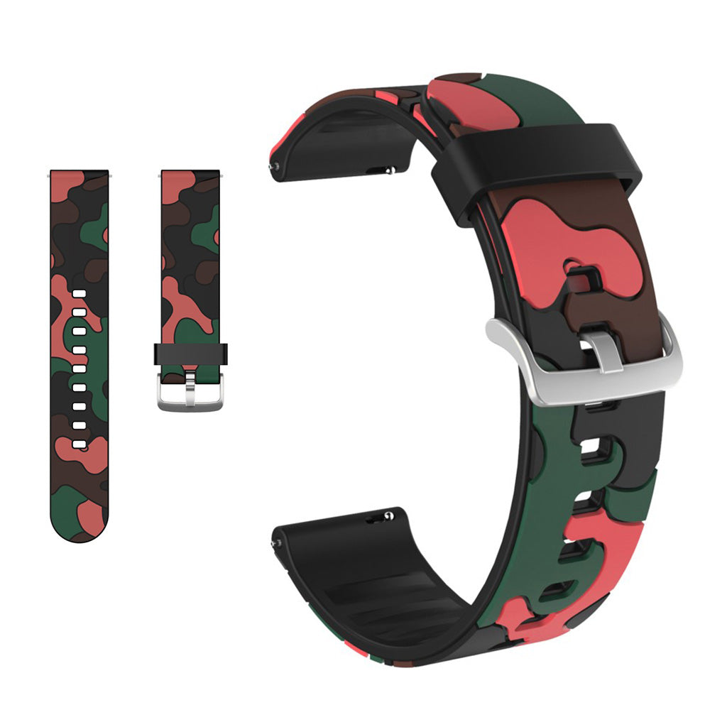 Amazfit Youth / Huawei Watch GT 2 42mm camouflage silicone watch band - Red#serie_2