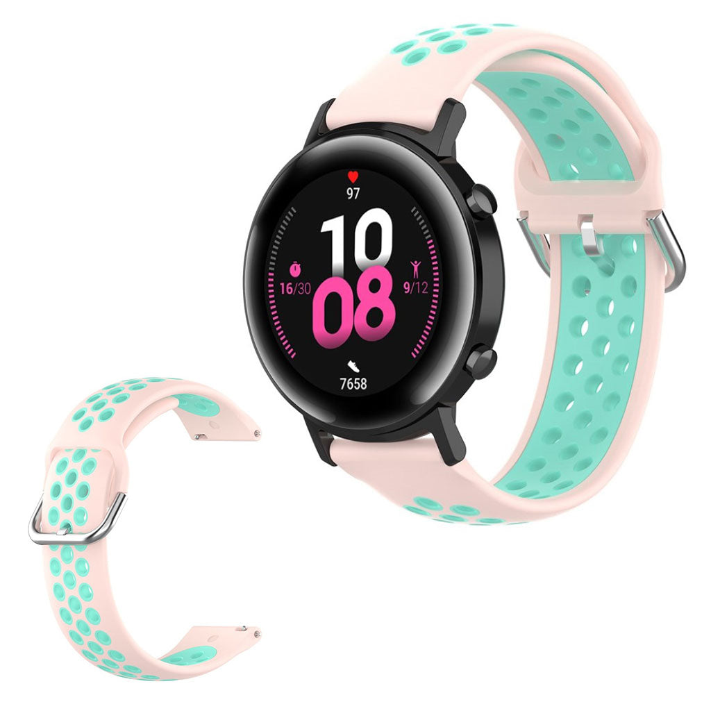 Amazfit Youth / Huawei Watch GT 2 42mm two color silicone watch band - Pink / Cyan#serie_9