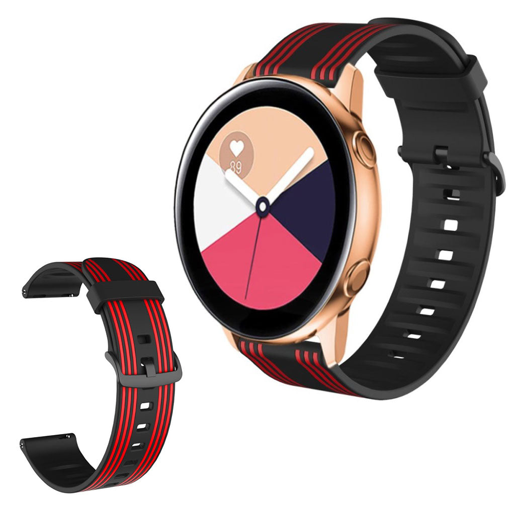20mm Twill color watch band for Amazfit and Huawei watch - Black / Red#serie_3