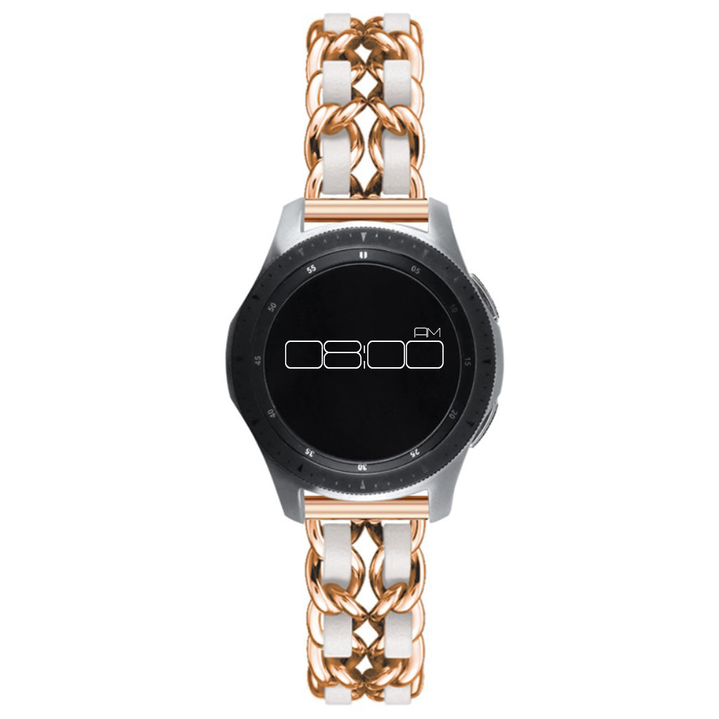 Leather on steel knit watch band for Samsung, Huawei and Amazfit watch - Rose Gold / White#serie_14