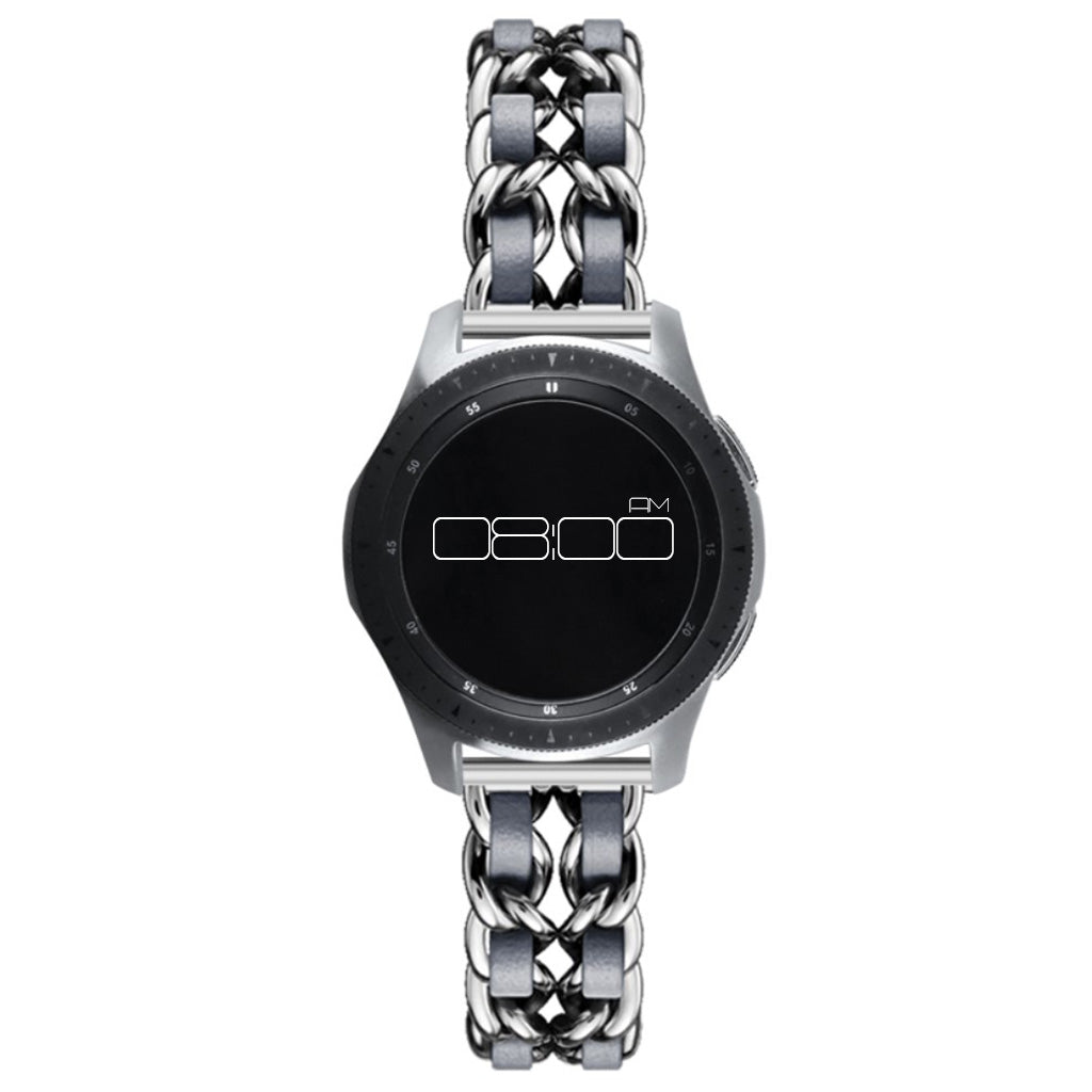 Leather on steel knit watch band for Samsung, Huawei and Amazfit watch - Silver / Grey#serie_4