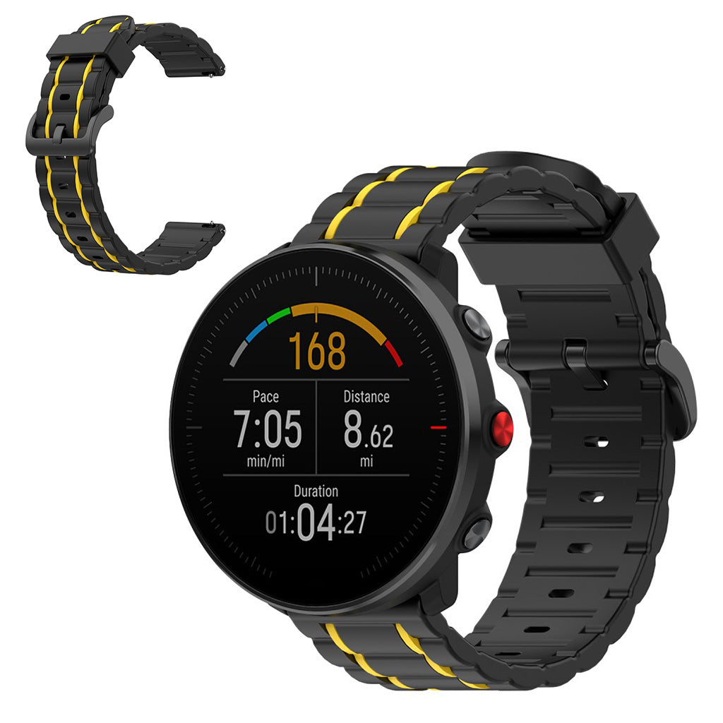 Wave silicone watch band for Polar, Ticwatch and Huawei watch - Yellow#serie_3