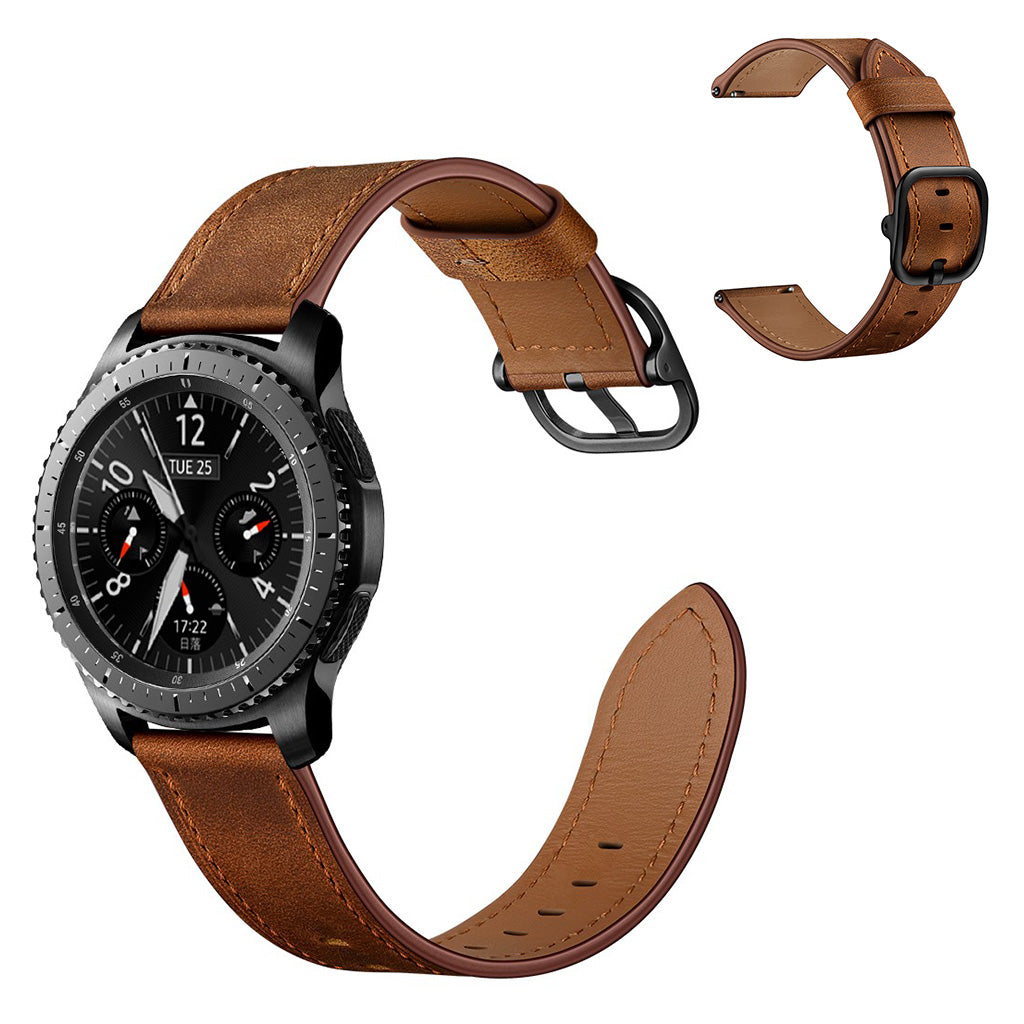 Cowhide leather watch band for Samsung / TicWatch / Amazfit watch - Coffee#serie_2