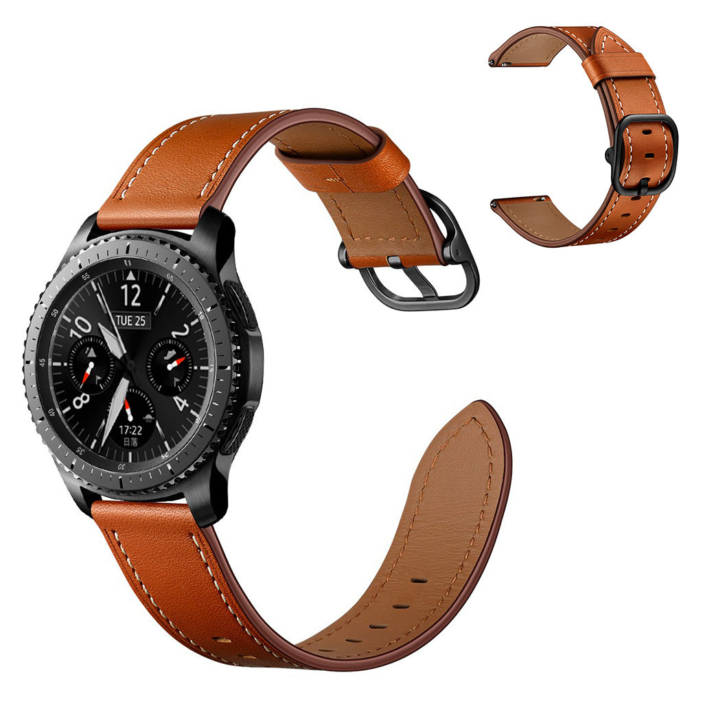 Cowhide leather watch band for Samsung / TicWatch / Amazfit watch - Brown#serie_3