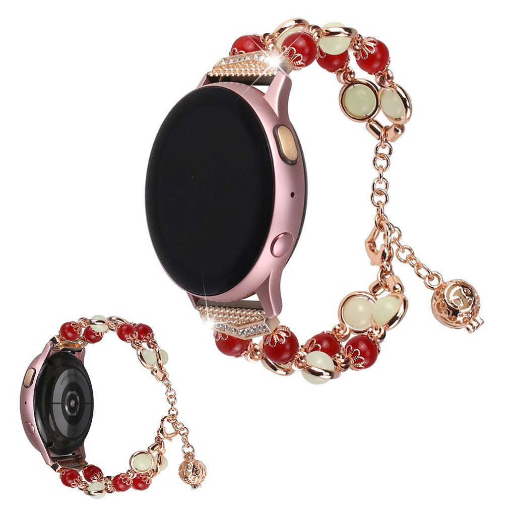 Luminous bead stainless steel watch band for Huawei and Samsung devices - Red / Gold#serie_4