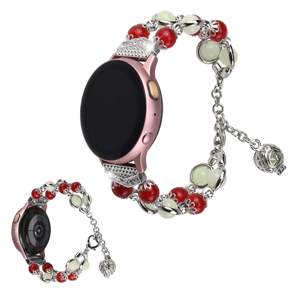 Luminous bead stainless steel watch band for Huawei and Samsung devices - Red / Silver#serie_5