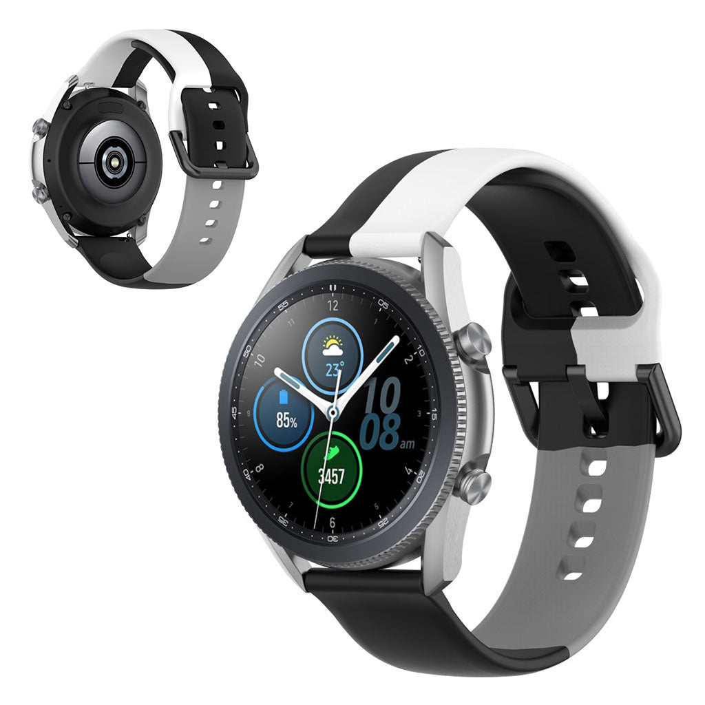 Universal three color silicone watch band - Black / White / Grey#serie_4