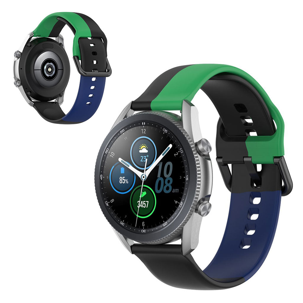 Universal three color silicone watch band - Black / Green / Blue#serie_5