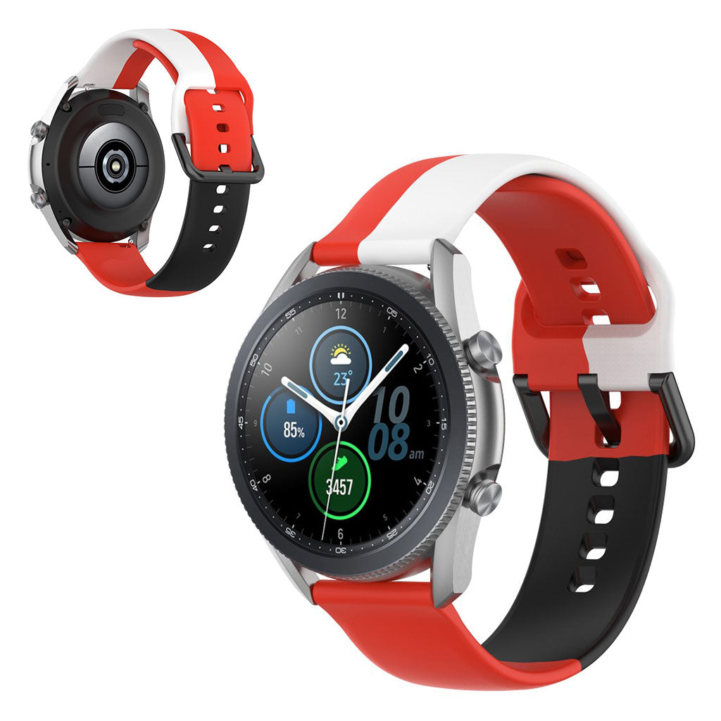 Universal three color silicone watch band - Red / White / Black#serie_6