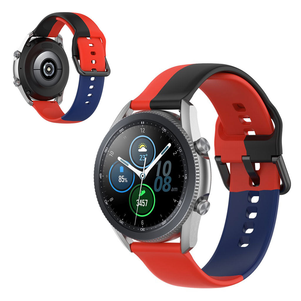 Universal three color silicone watch band - Red / Black / Blue#serie_7