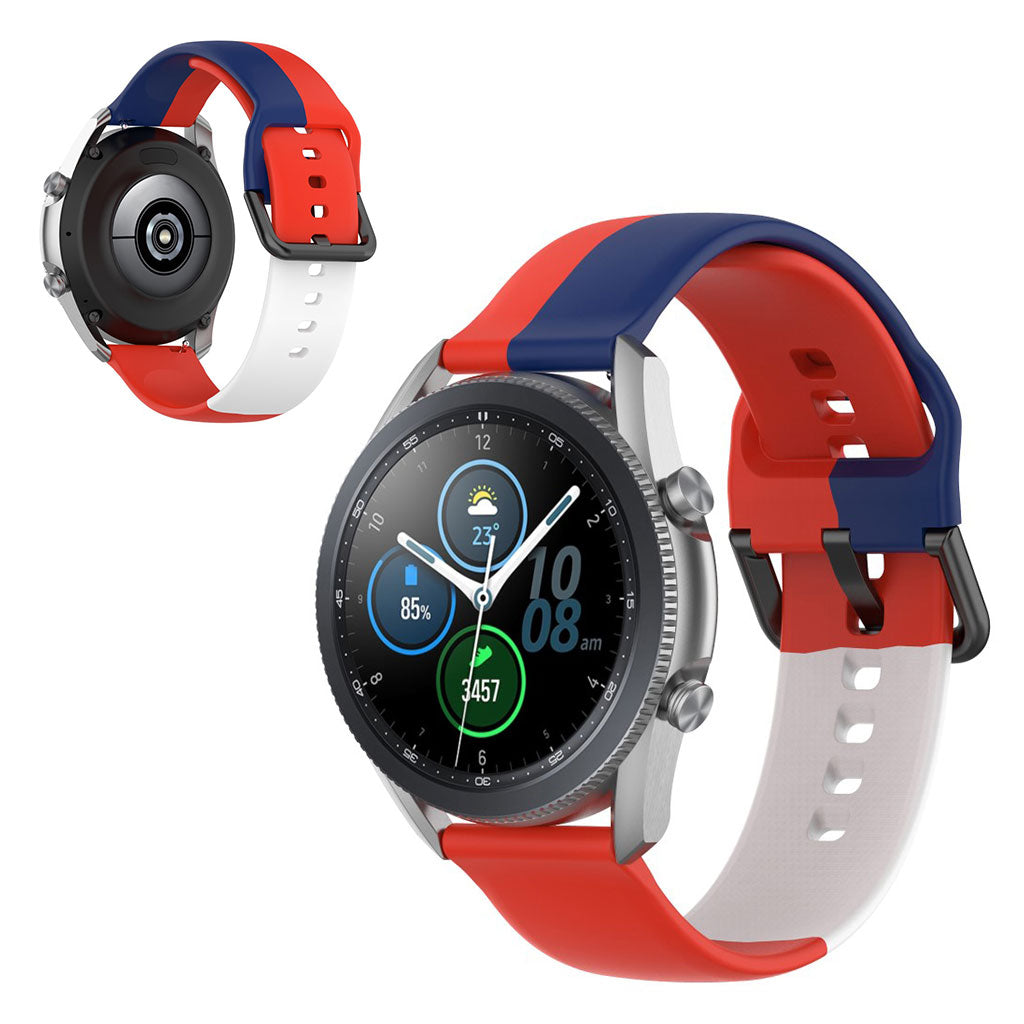 Universal three color silicone watch band - Red / Blue / White#serie_8