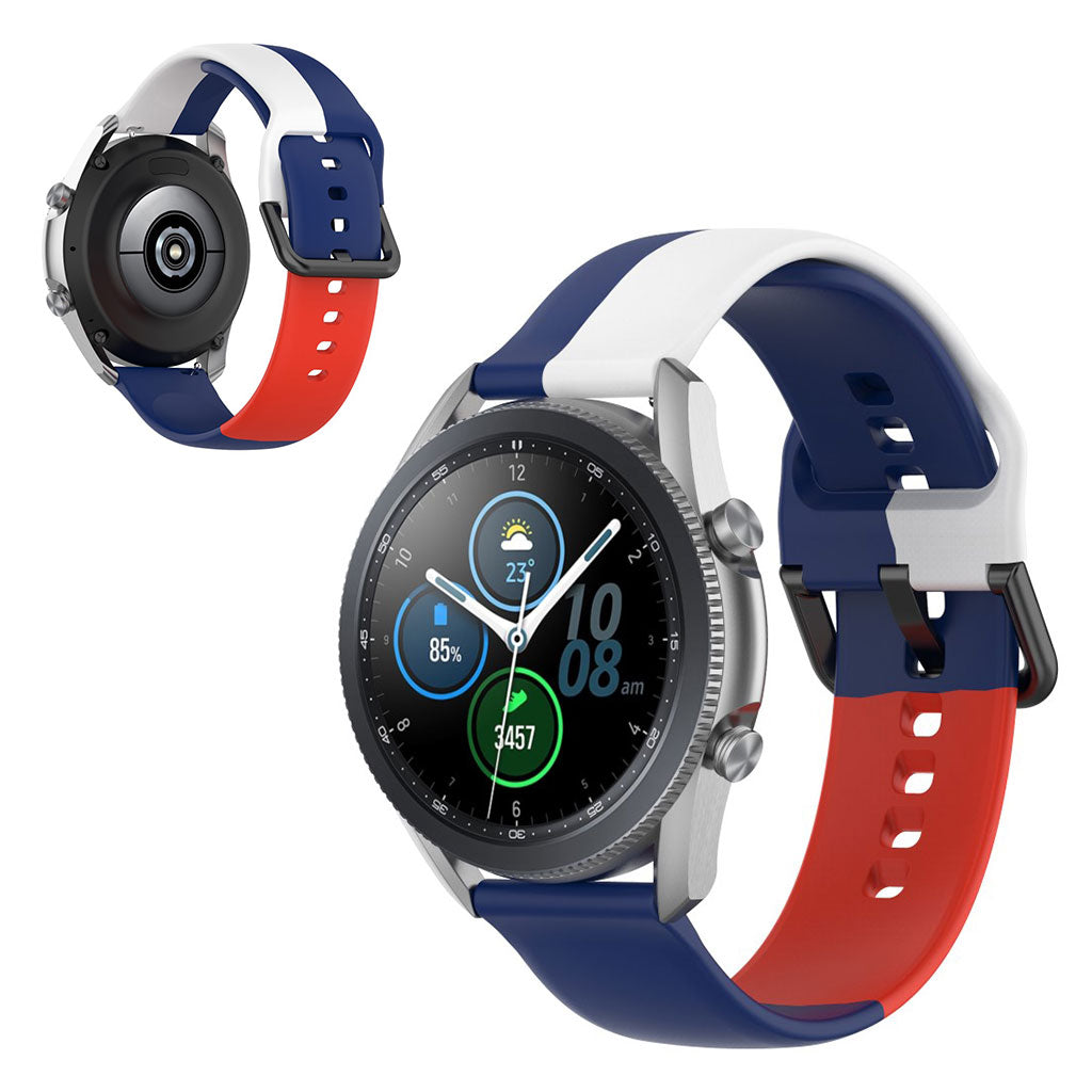 Universal three color silicone watch band - Blue / White / Red#serie_9