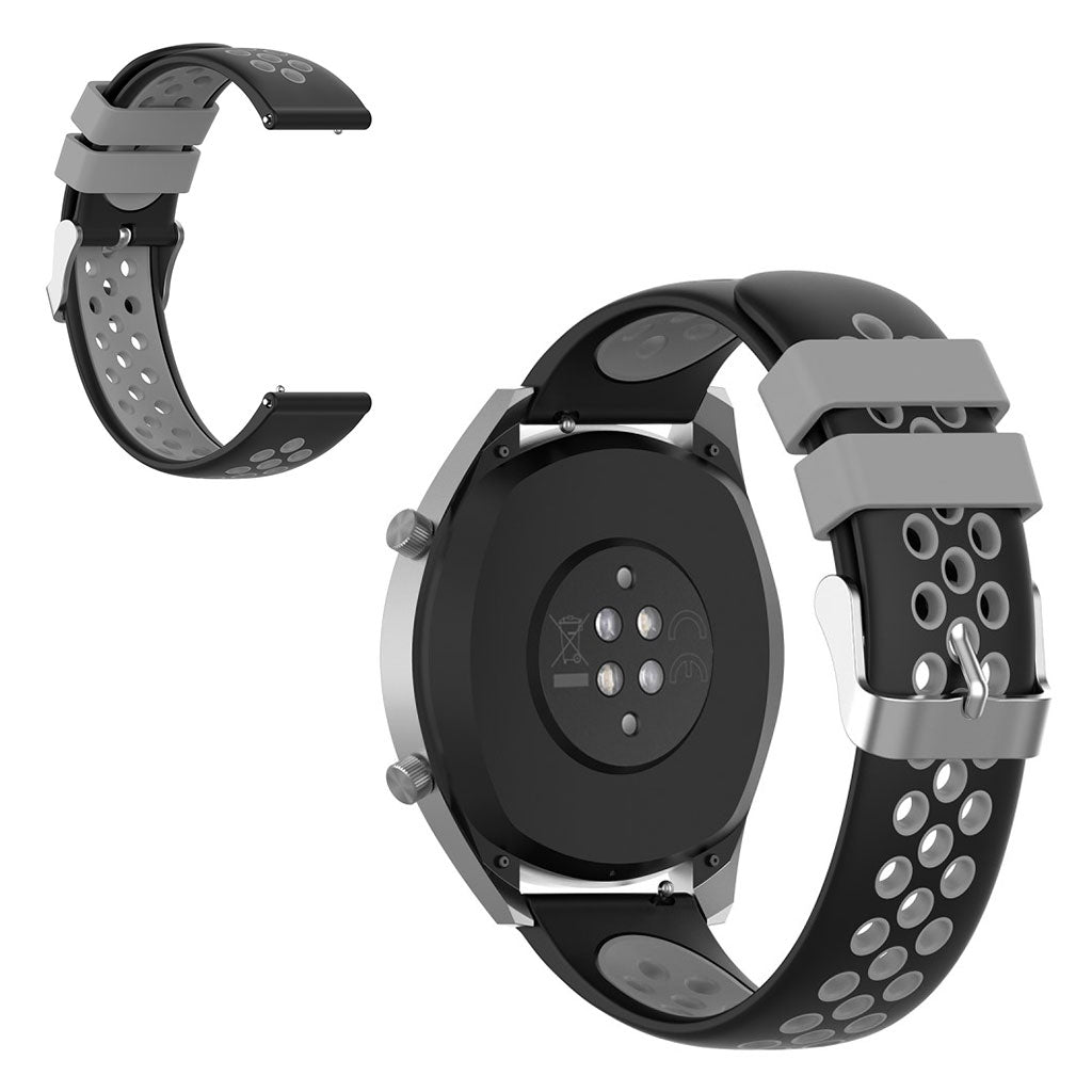 22mm Universal dual color silicone watch band - Black / Grey#serie_6