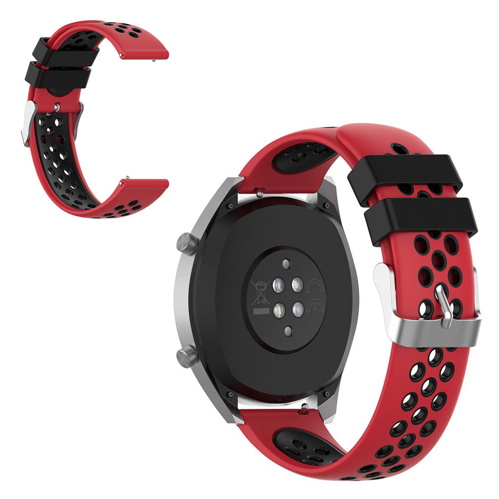 22mm Universal dual color silicone watch band - Red / Black#serie_8