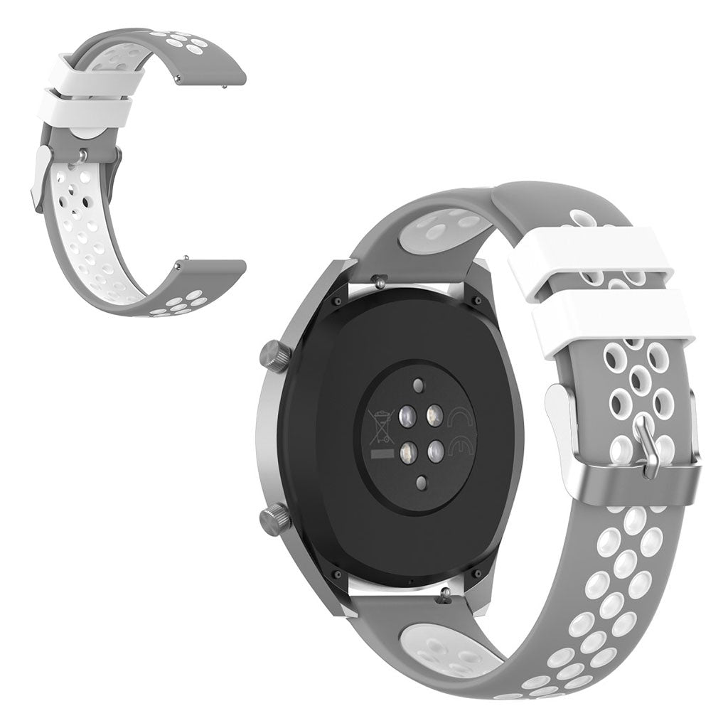 22mm Universal dual color silicone watch band - Grey / White#serie_9