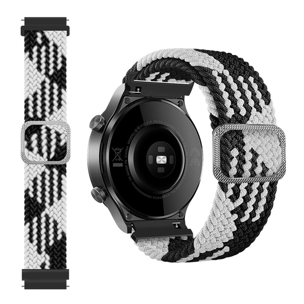 22m Universal braid pattern watch strap - Black / White#serie_3