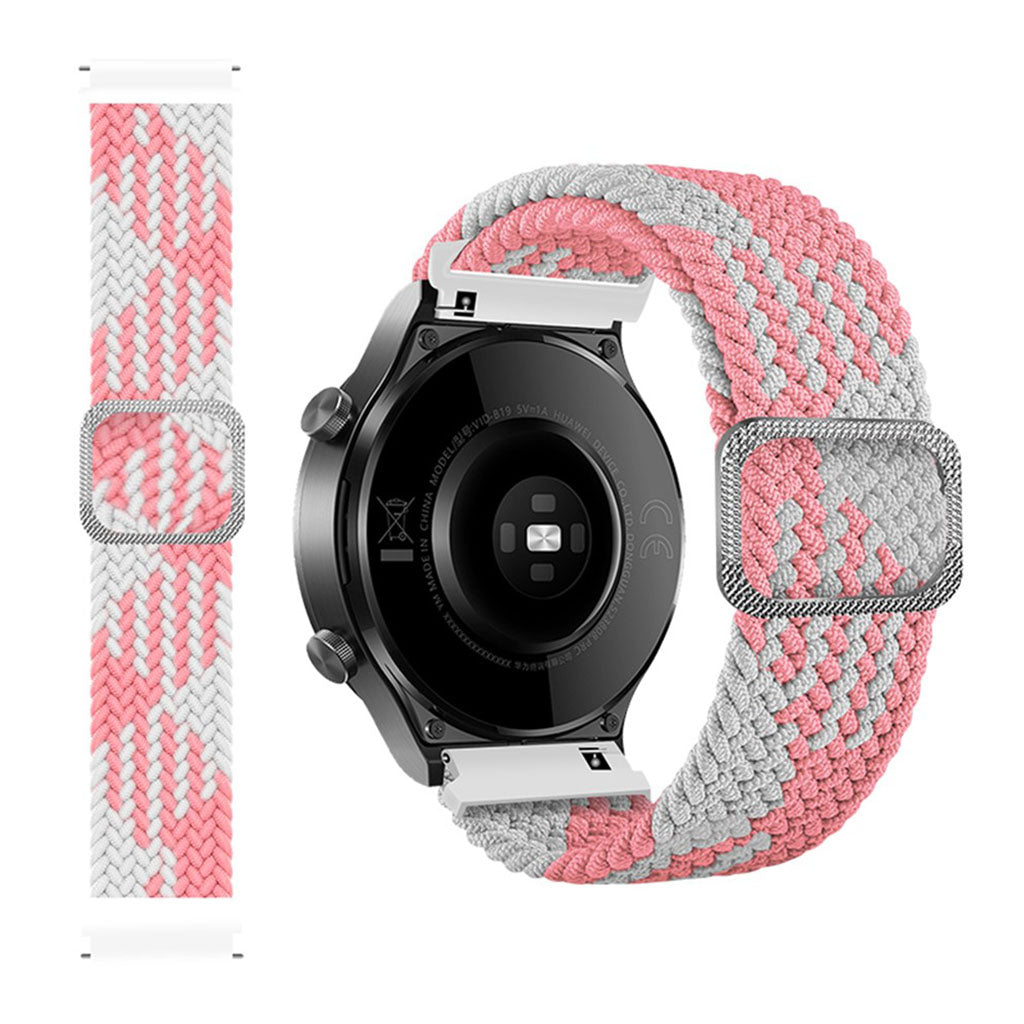 22m Universal braid pattern watch strap - Pink / White#serie_6