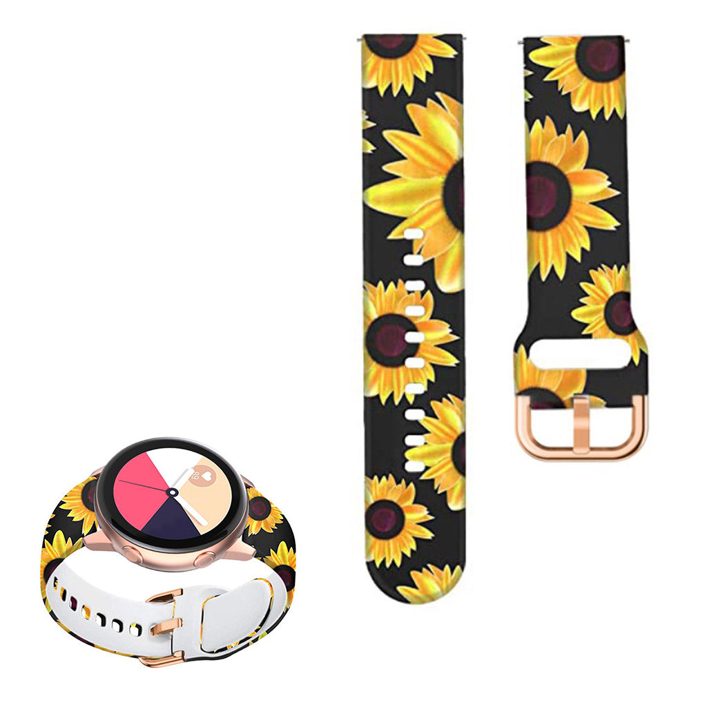 22mm Universal cool pattern silicone watch strap - Sunflowers#serie_11
