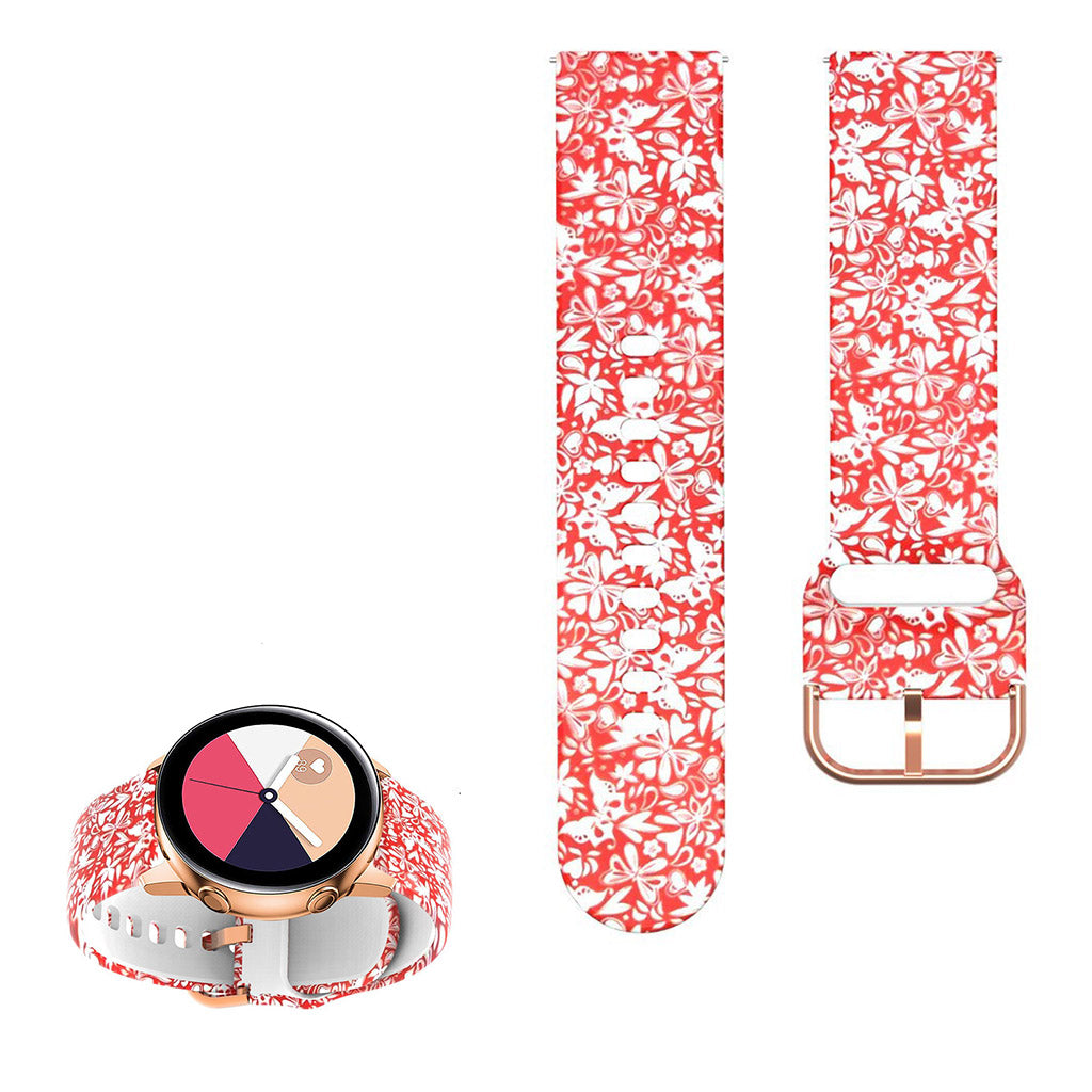 22mm Universal cool pattern silicone watch strap - Red Butterflies#serie_13