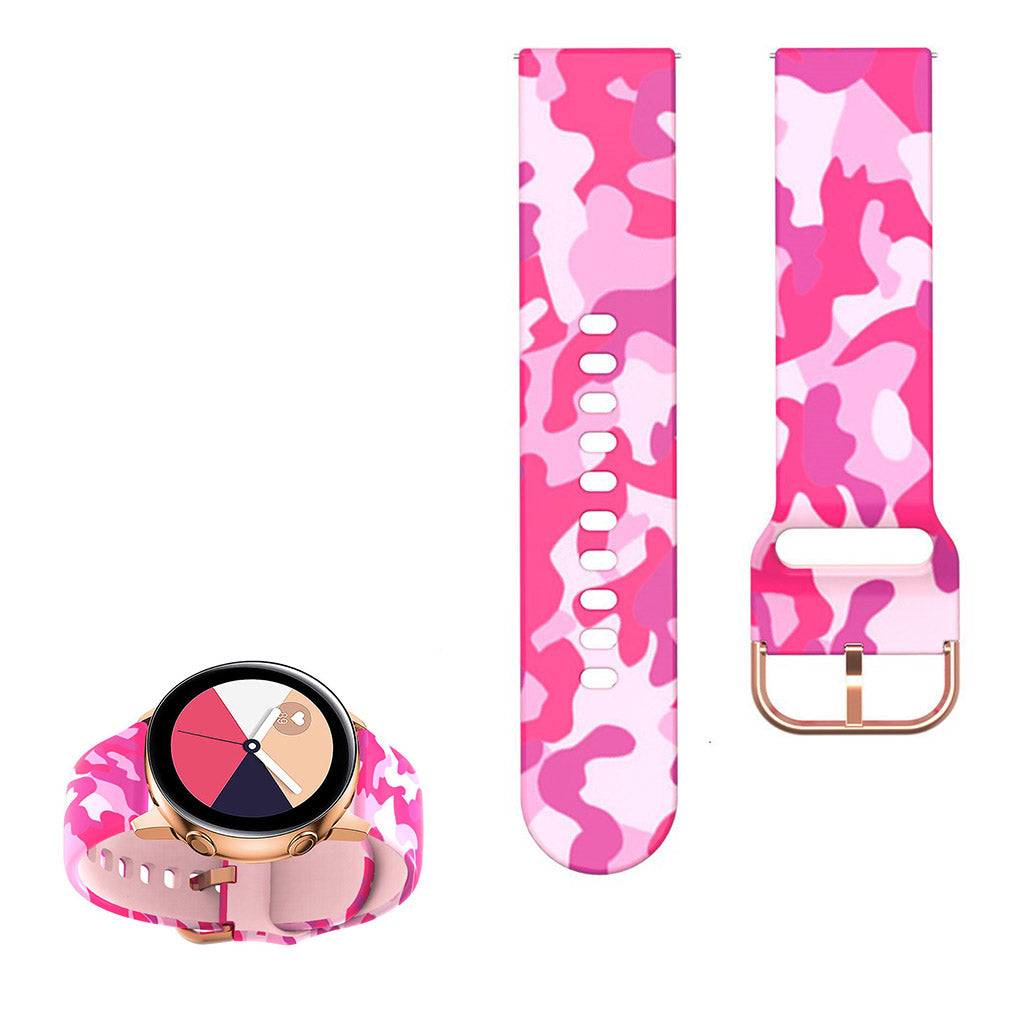 22mm Universal cool pattern silicone watch strap - Pink Camouflage#serie_16