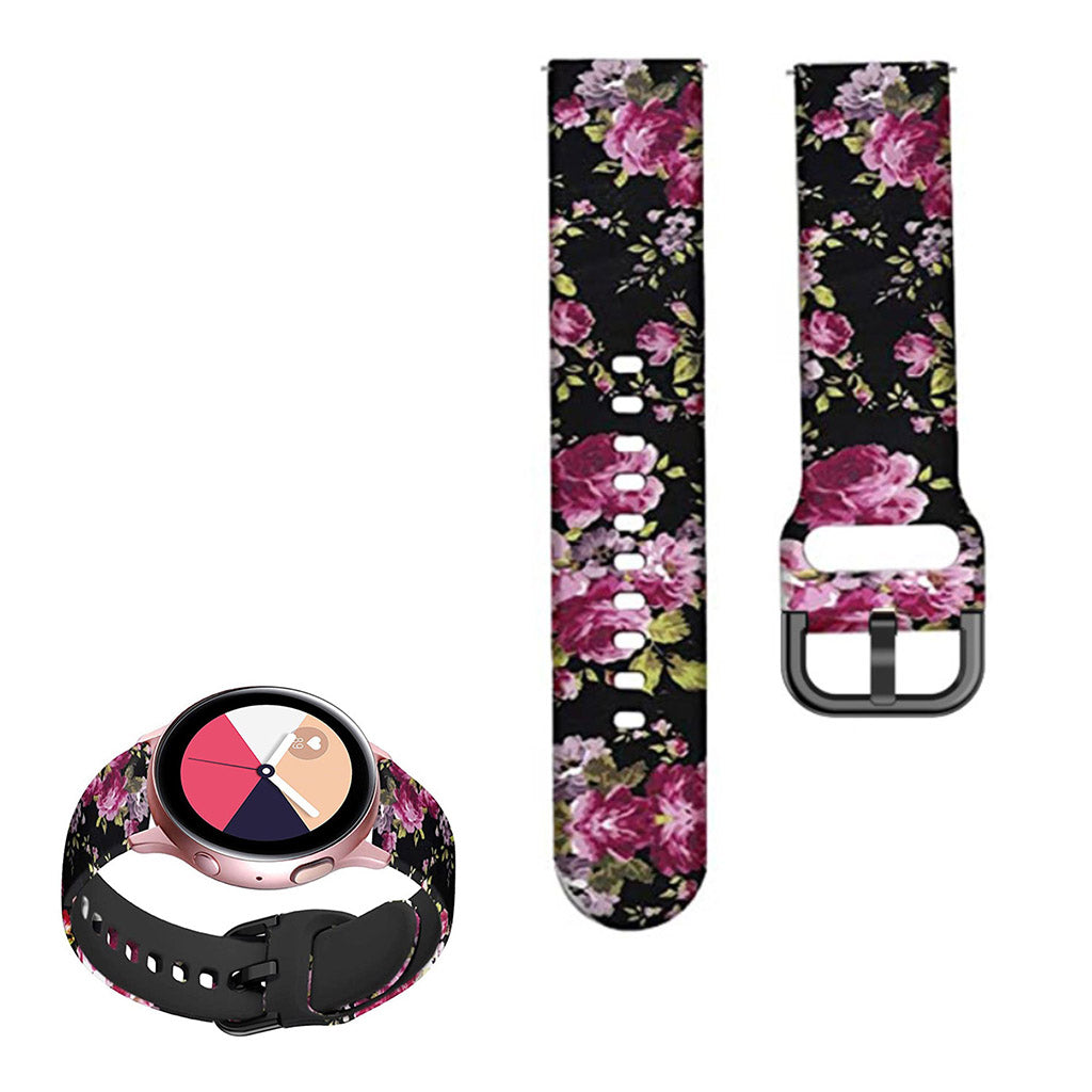 22mm Universal cool pattern silicone watch strap - Pink Flowers#serie_8