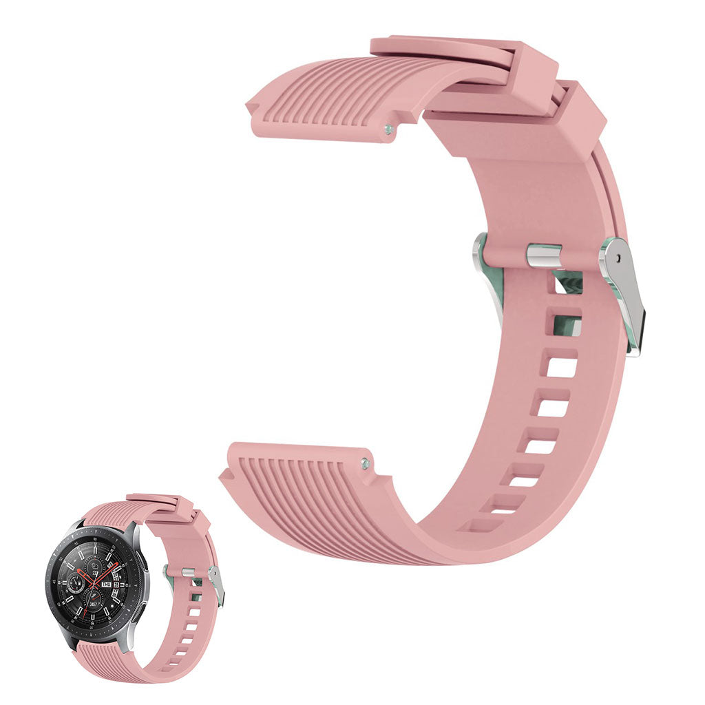 22mm Universal line etched silicone watch strap - Pink#serie_5