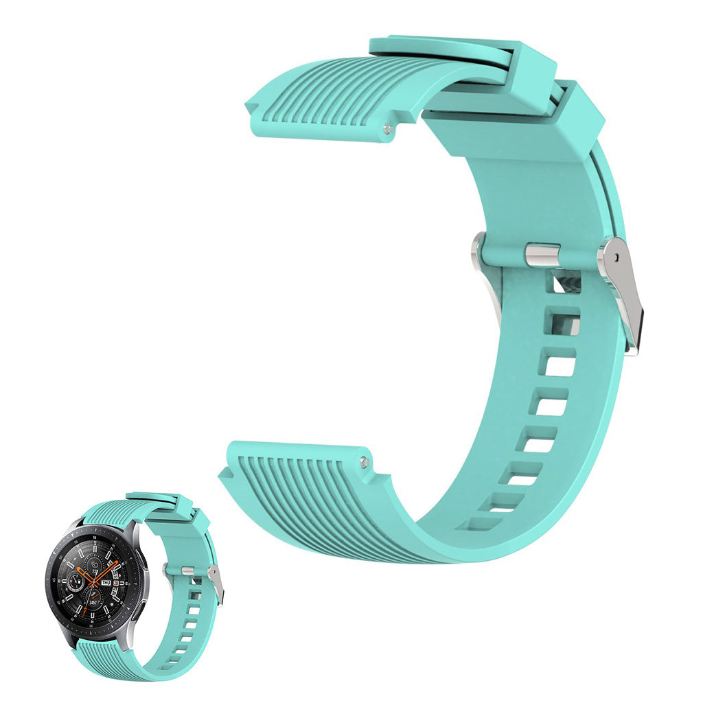 22mm Universal line etched silicone watch strap - Cyan#serie_7