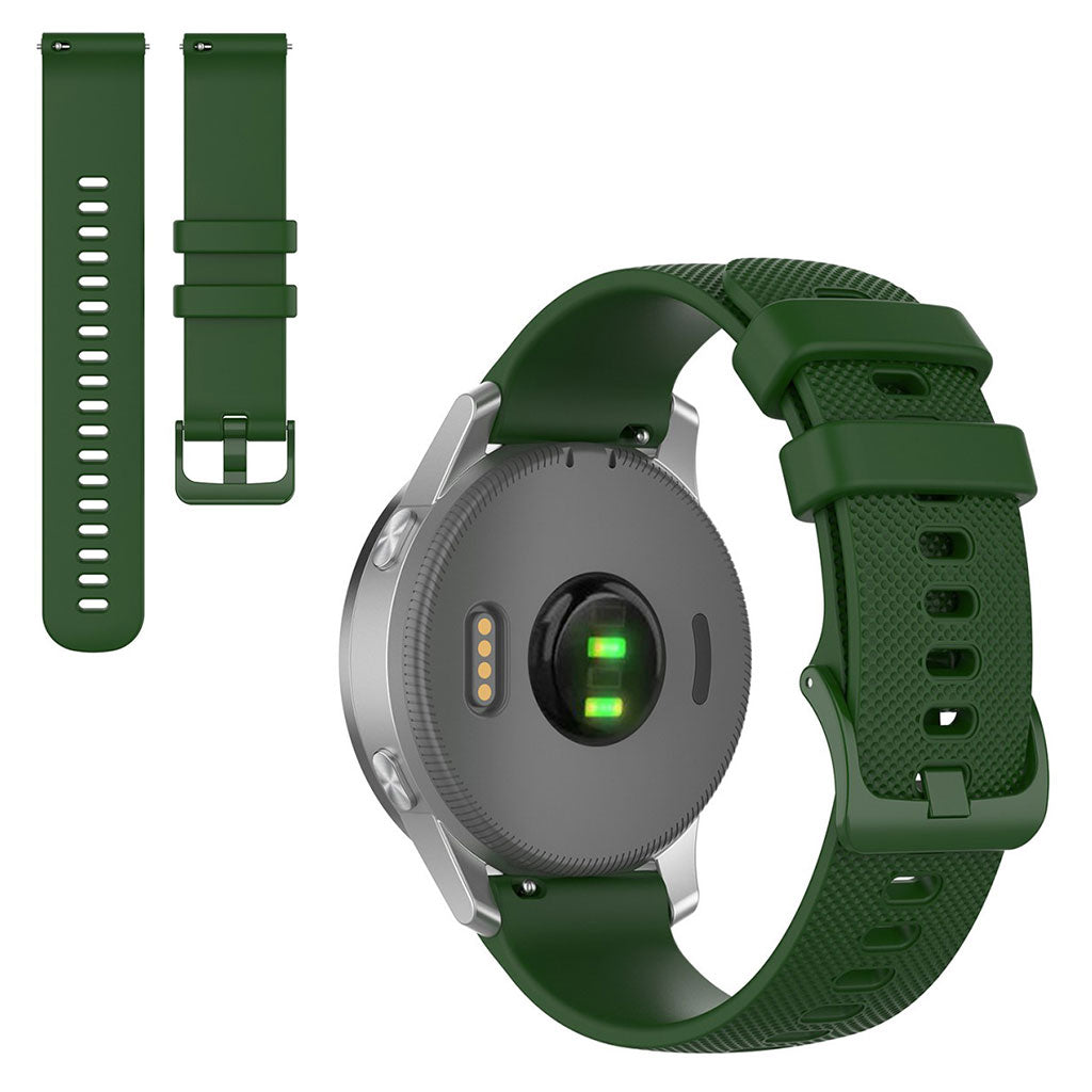 22mm Universal grid texture silicone watch strap - Army Green#serie_8