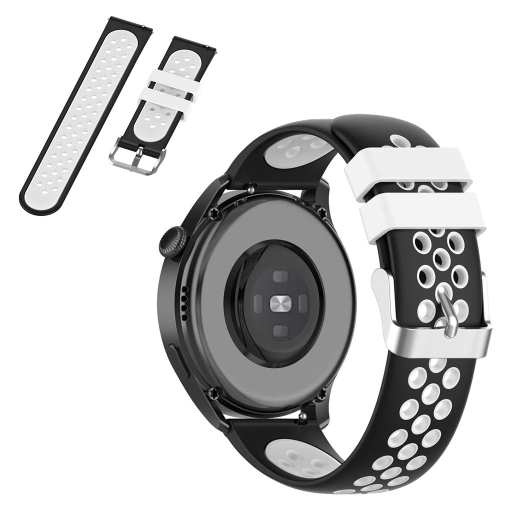 22mm Universal dual color sporty silicone watch strap - Black / White#serie_2