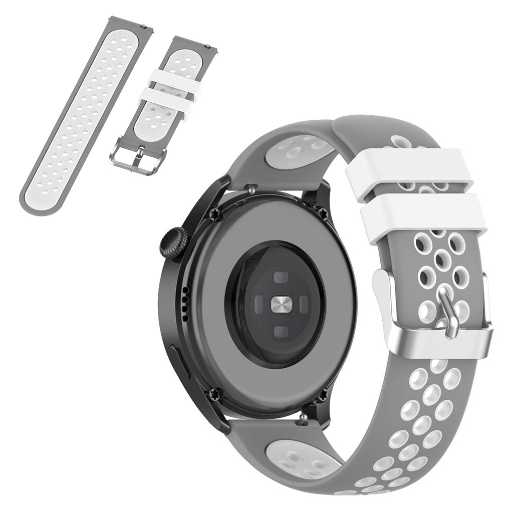 22mm Universal dual color sporty silicone watch strap - Grey / White#serie_3