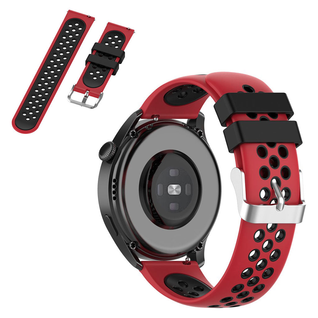 22mm Universal dual color sporty silicone watch strap - Red / Black#serie_5
