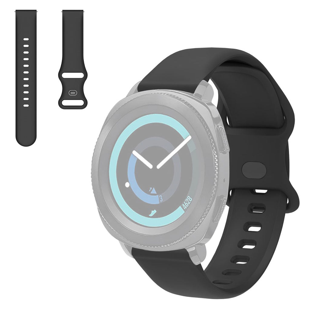22mm Universal simple silicone watch strap - Black#serie_3