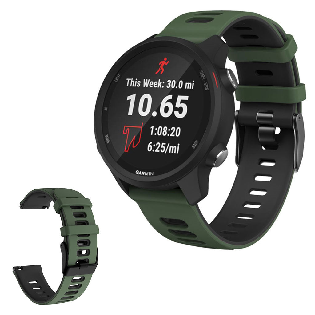 22mm Universal bi-color silicone watch strap - Army Green / Black#serie_5