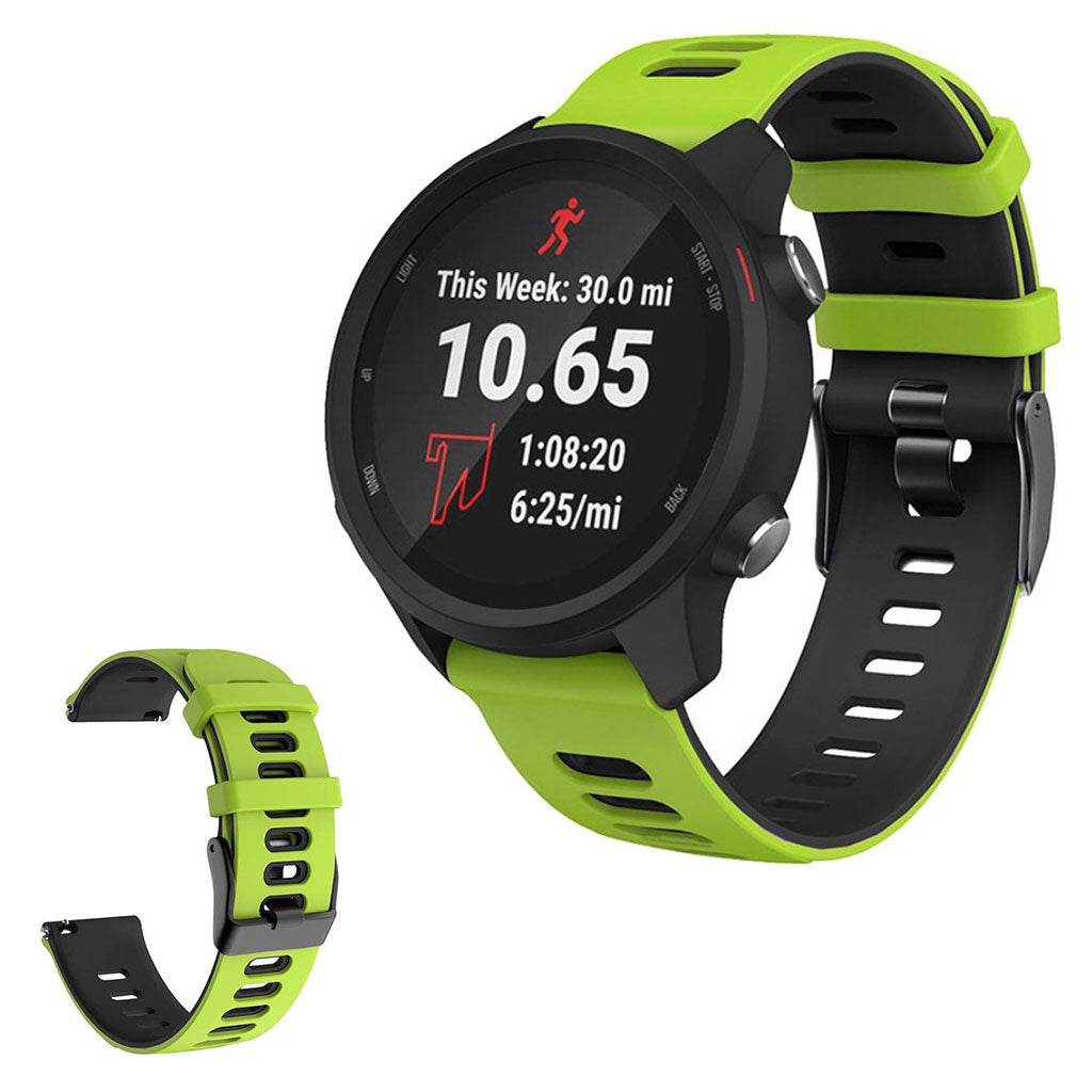 22mm Universal bi-color silicone watch strap - Green / Black#serie_7