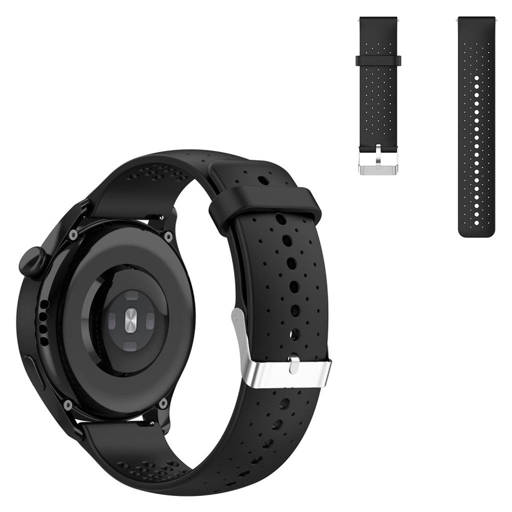 20mm Universal multi hole silicone adjustable watch strap - Black#serie_3