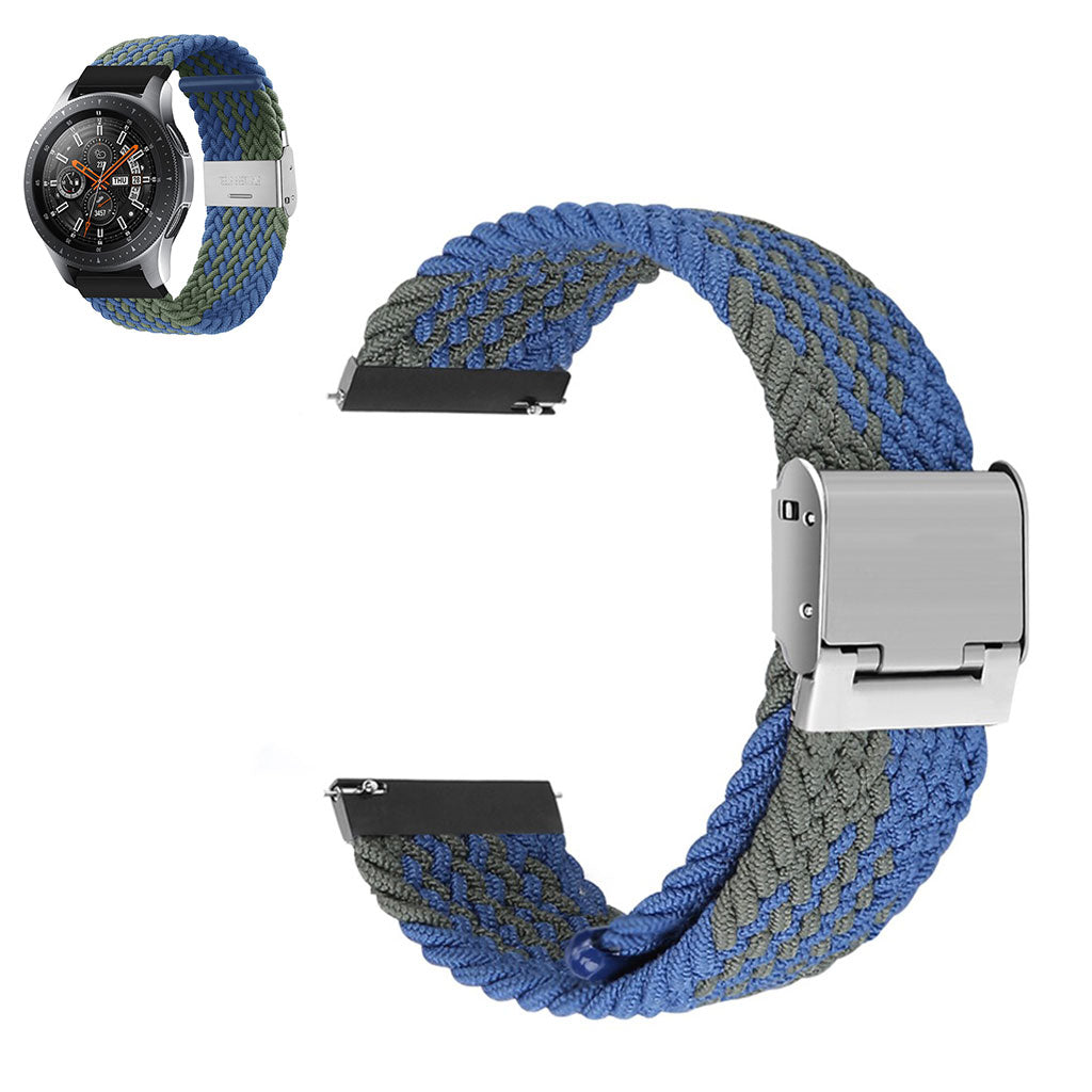 20mm Universal elastic nylon watch strap - Blue / Green Stripe#serie_19