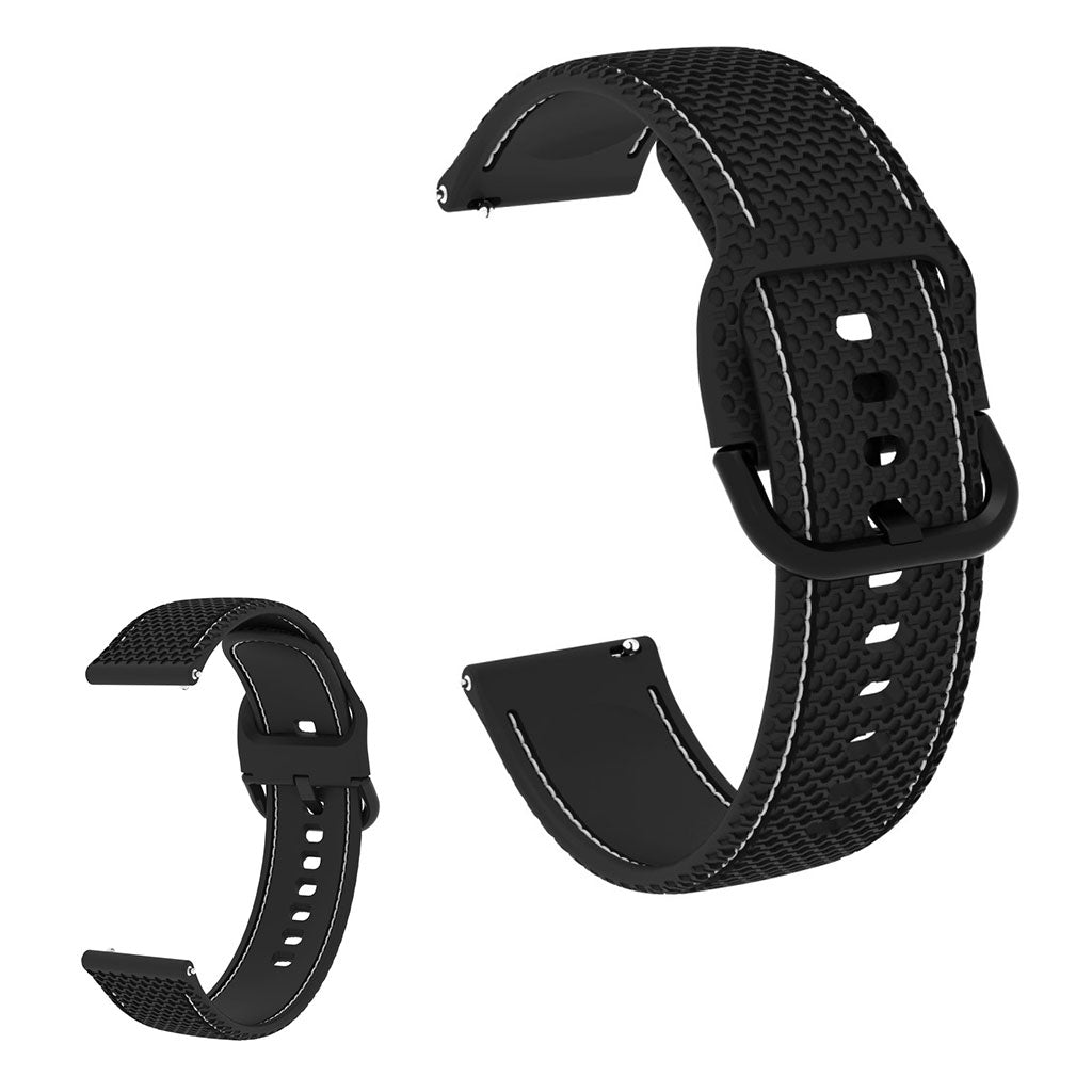 20mm Universal line design silicone watch strap - Black / White#serie_2