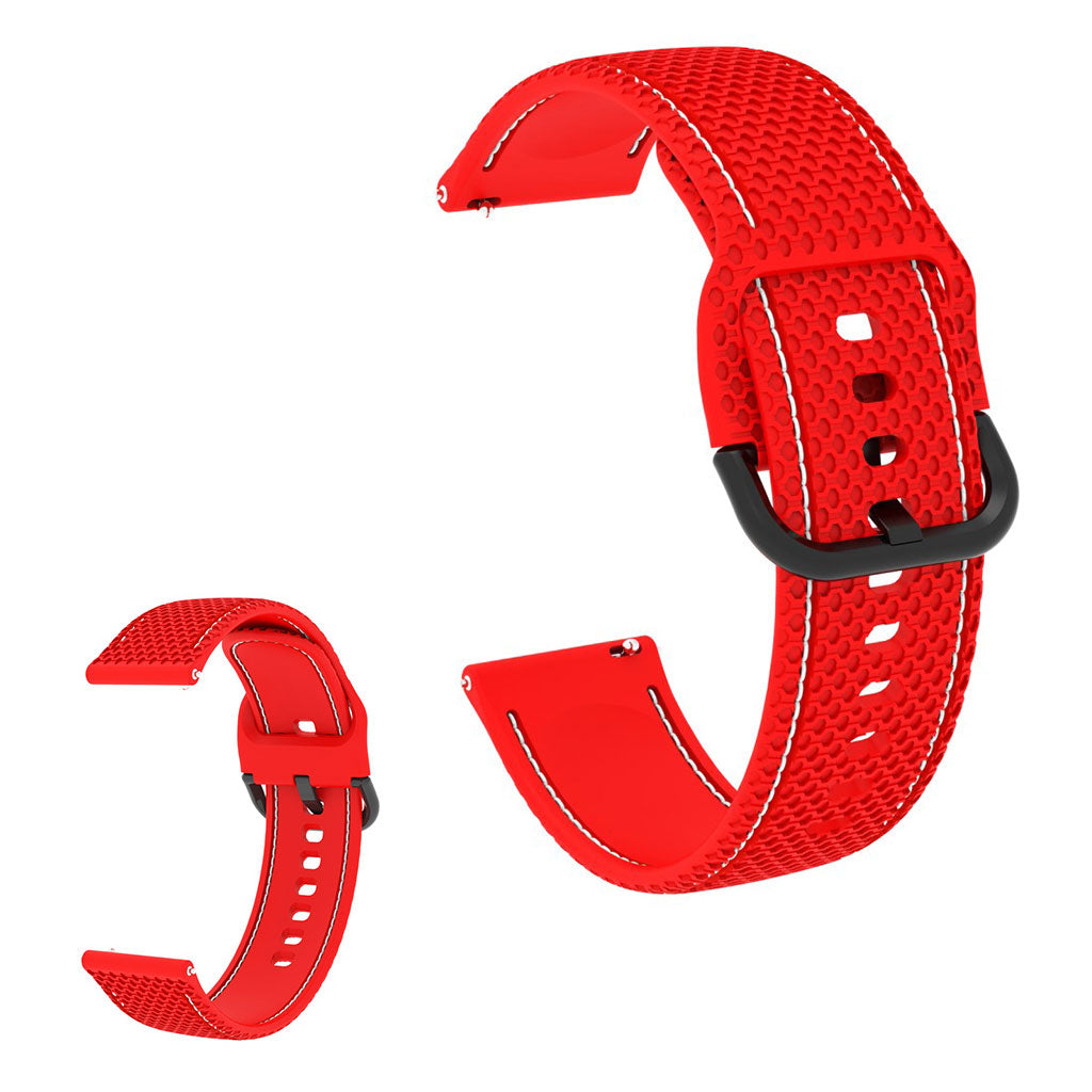 20mm Universal line design silicone watch strap - Red / White#serie_5