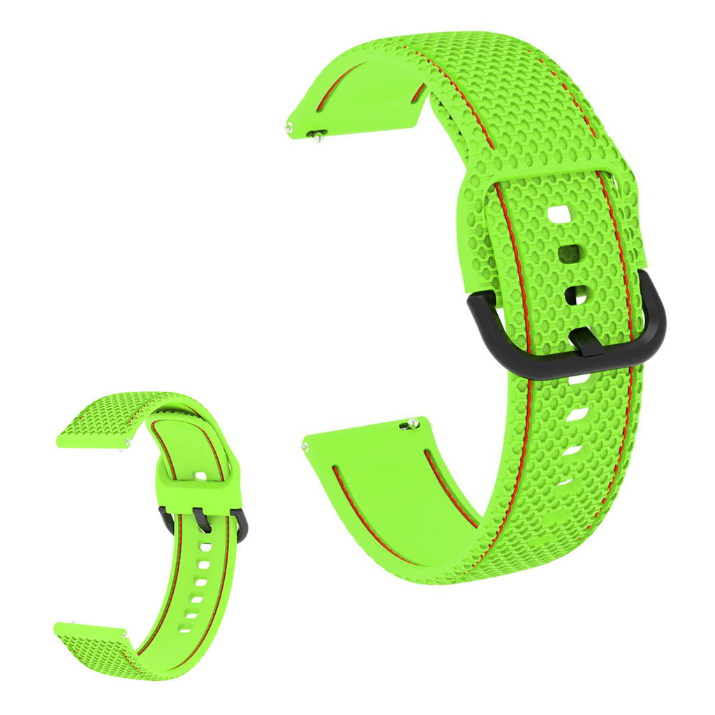 20mm Universal line design silicone watch strap - Green / Red#serie_6