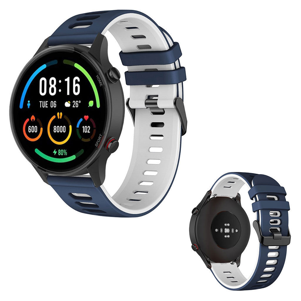 22mm Universal dual color watch strap - Midnight Blue / White#serie_8