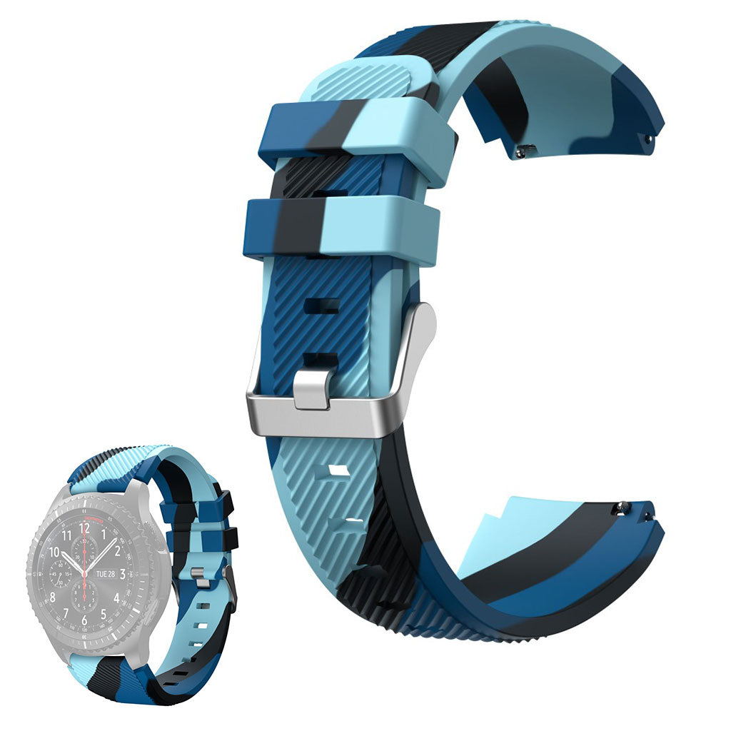 22mm Universal twill wave camouflage silicone watch strap - Blue#serie_3
