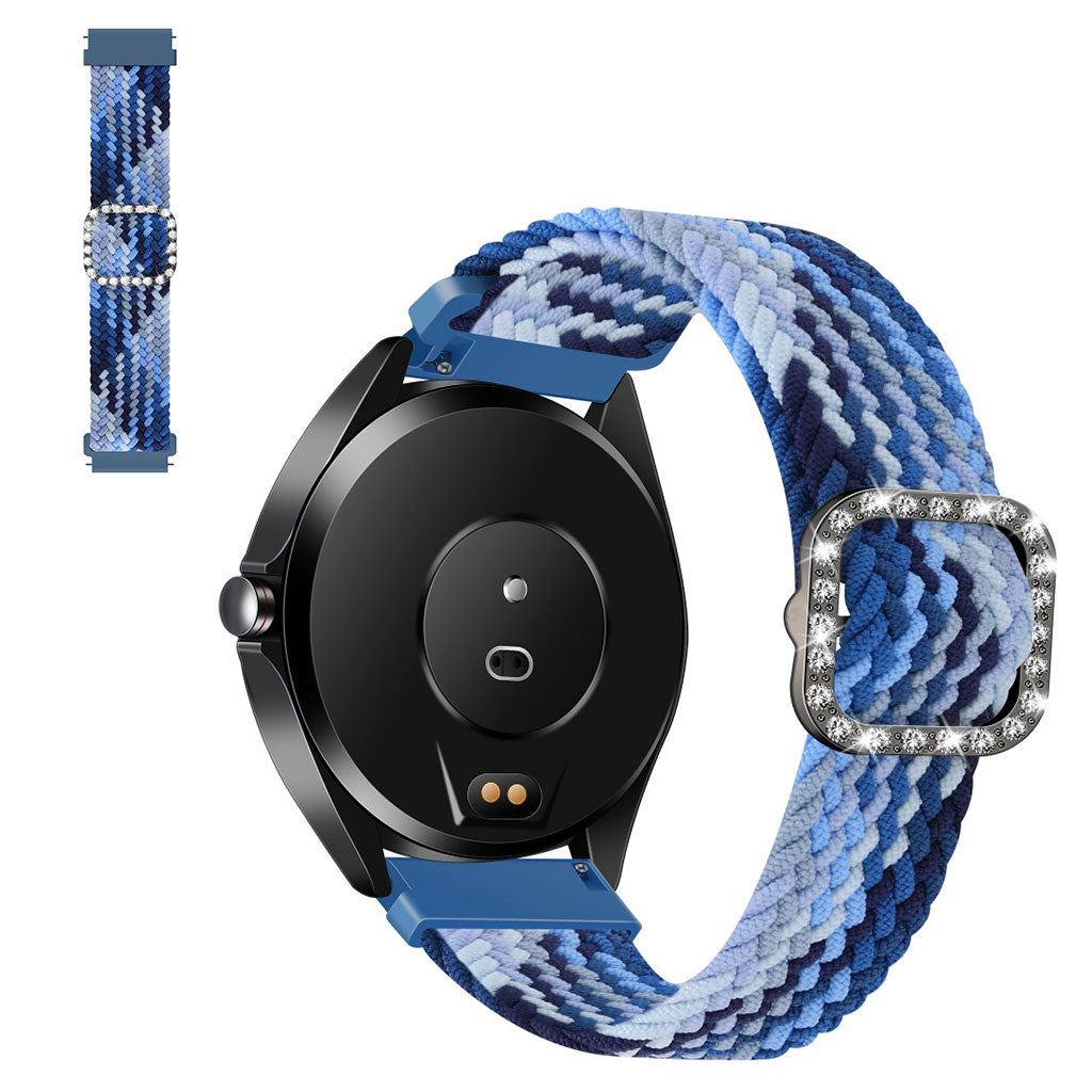 22mm Universal nylon + rhinestone buckle watch strap - Blueberry#serie_14