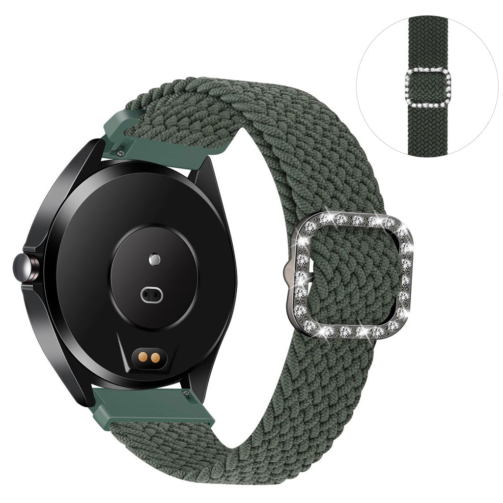 20mm Universal nylon + rhinestone buckle watch strap - Green#serie_11