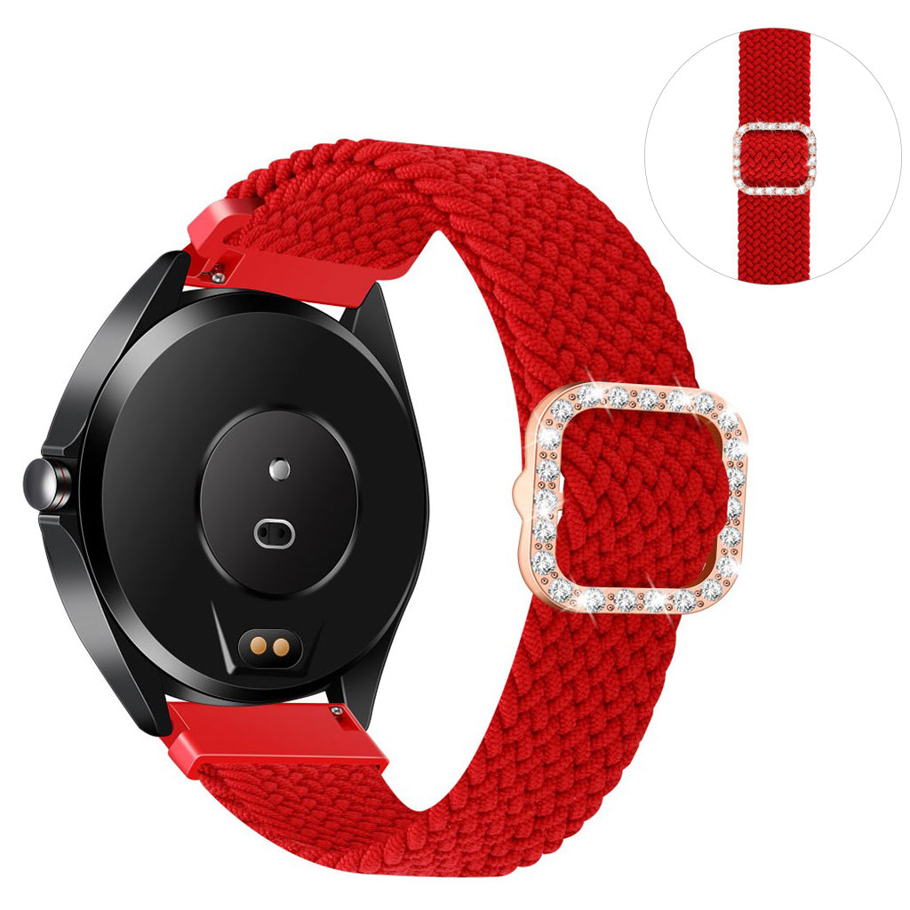20mm Universal nylon + rhinestone buckle watch strap - Red#serie_17