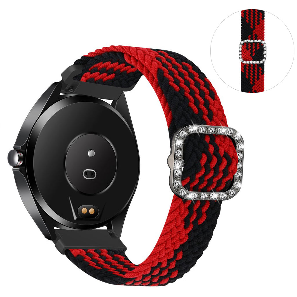 20mm Universal nylon + rhinestone buckle watch strap - Red between Black#serie_3