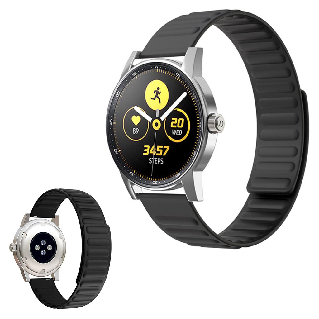 22mm Universal flexible silicone watch strap - Black#serie_8