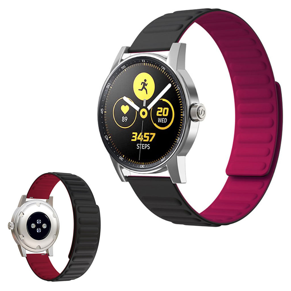 22mm Universal flexible silicone watch strap - Black / Rose#serie_9