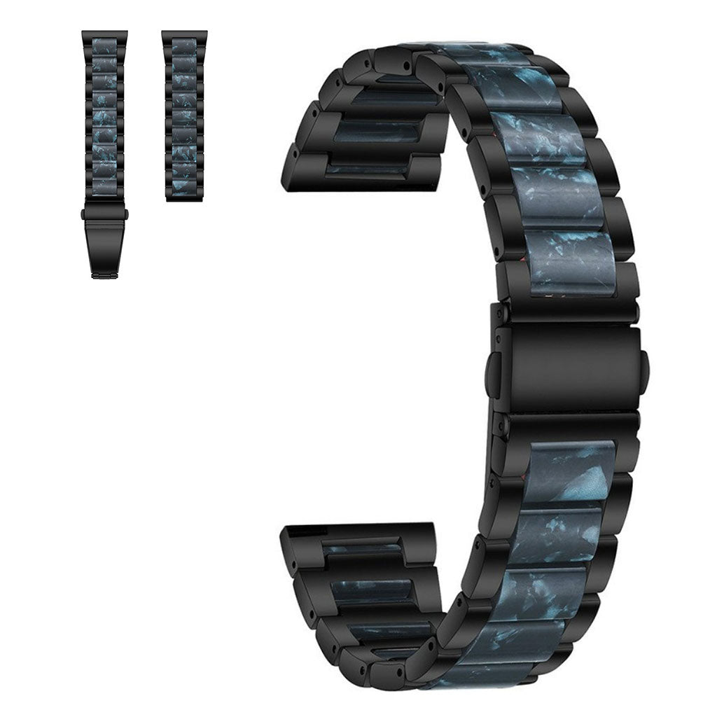 20mm Universal stylish three bead resin stainless steel watch strap - Black / Ink Wash#serie_4